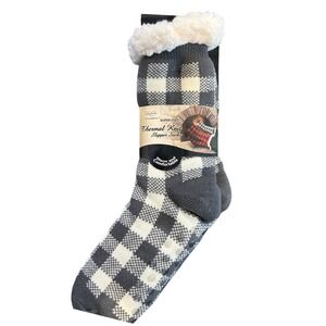 Muk Luks Super Soft Thermal Knit Slipper Socks Buffalo Plaid Sherpa Lined NWT